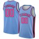 Custom Light Blue Pink-Black Flower Authentic City Edition Basketball Jersey