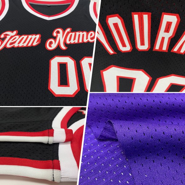 Custom Purple Red-Black Authentic Throwback Basketball Jersey