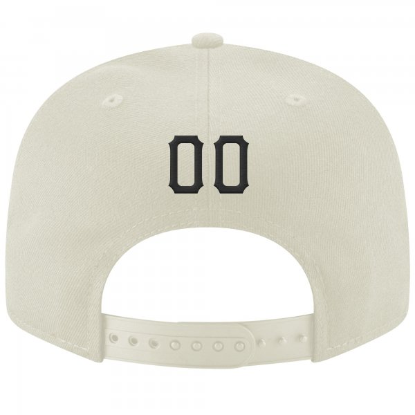 Custom Cream Black-Red Stitched Adjustable Snapback Hat