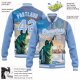 Custom Light Blue White Statue Of Liberty New York City Edition 3D Bomber Full-Snap Varsity Letterman Jacket