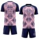 Custom Light Pink Navy Geometric Shapes Sublimation Soccer Uniform Jersey