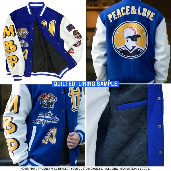 Custom Navy White Detroit Michigan City Edition 3D Bomber Full-Snap Varsity Letterman Jacket