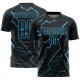 Custom Black Sky Blue Lightning Sublimation Soccer Uniform Jersey