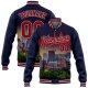 Custom Navy Red-White Cleveland Ohio City Edition 3D Bomber Full-Snap Varsity Letterman Jacket