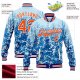 Custom Royal Orange-White Lovely Winter Landscape With Snowy Trees 3D Pattern Design Bomber Full-Snap Varsity Letterman Jacket