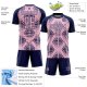 Custom Light Pink Navy Geometric Shapes Sublimation Soccer Uniform Jersey