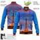 Custom Electric Blue Black-Orange Eiffel Tower Paris France City Edition 3D Bomber Full-Snap Varsity Letterman Jacket