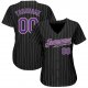 Custom Black White Pinstripe Purple-White Authentic Baseball Jersey